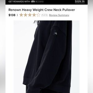 ALO YOGA Renown Heavy Weight Crew Neck Pullover Unisex Sweatshirt Medium